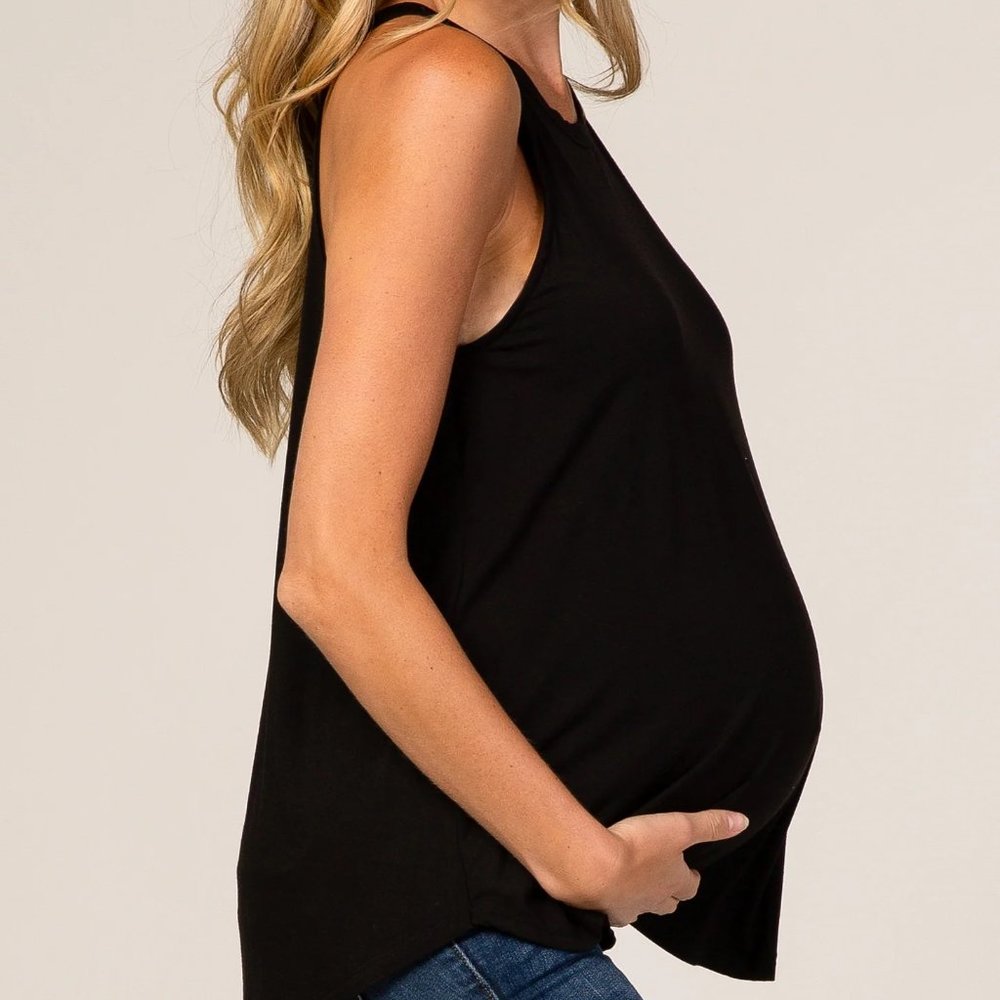 Pink Blush Boutique Black Rounded Halter Neck Maternity Top